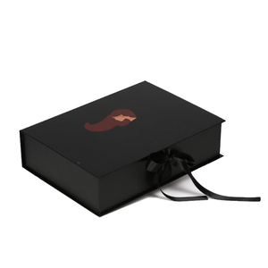 Embalaje de regalo plegable de cartón personalizado para pelucas, caja de cinta negra de lujo, cajas de Peluca de pelo forrado de satén con logotipo - Product Image 3