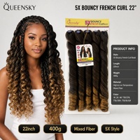 Perruque tressée au crochet à boucles françaises 5X élastiques, double trame, résistante aux hautes et basses températures, vente directe usine, best-seller transfrontalier