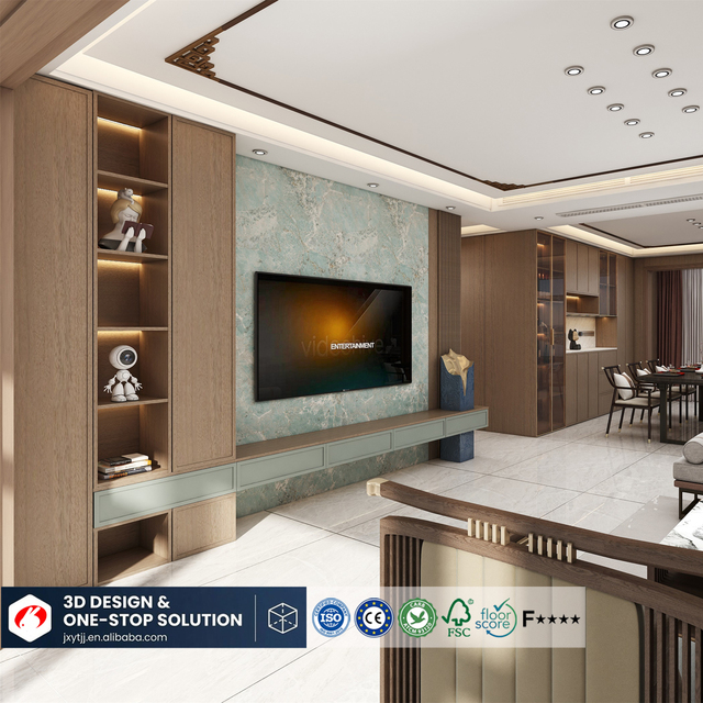 Luxury Modern Plywood TV Stand Panel and Integrated Display Cabinet Wall Mounted TV Cabinet for Home Living Room