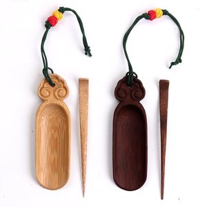 ที่ตักชาขนาดเล็กทำจากไม้ไผ่เผาแบบแกะสลักด้วยมือ มีบริการดรอปชิป - Product Image 1