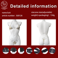 Ensemble de lingerie 2 pièces JINZHU imprimé foil, avec harnais à bretelles et anneau métallique en O, lingerie sexy