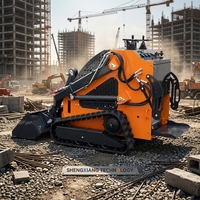 Mini-chargeuse sur chenilles diesel, capacité nominale 300 kg, max 400 kg, hauteur de levage 1680 mm, largeur de godet 1050 mm, godet de 0,1 m³