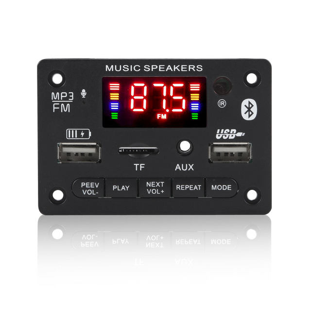 DC 5V-12V BT5.0 MP3 WAV APE FLAC Decoder Board Amplifier TF USB AUX FM Radio Music Player With Recording Call Function