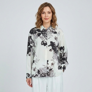 Blusa <span class=keywords><strong>de</strong></span> Satén con Cuello Camisero para Mujer, Diseño Retro Minimalista con Estampado <span class=keywords><strong>de</strong></span> Pintura a la Tinta, Manga Larga, Exportación al por Mayor, Novedad 2026 - Product Image 3