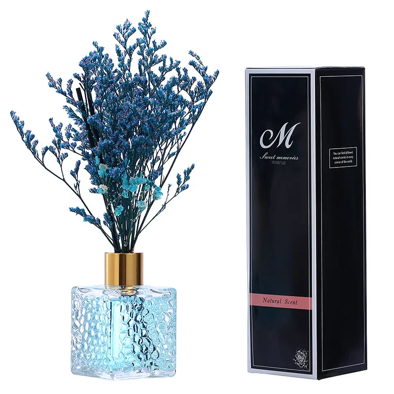 Diffuseur de parfum d'huiles essentielles de fleurs séchées en rotin pour intérieur bouteille de désodorisant diffuseur de parfum en gros