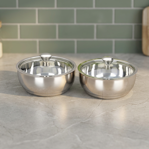 Casseroles en acier inoxydable avec couvercles en verre, rondes, 24 cm, durables pour cuisinières à gaz et à induction, design minimaliste - Product Image 3