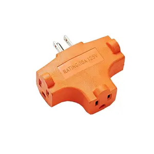 3-Way Splitter Electric Plug Wall Outlet 3 Prongs Ground Triple-Tap Adapter