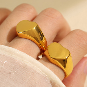 Heart Shape <b>Ring</b> <b>Titanium</b> Steel Gold Plated For Women Fashion Jewelry Gift - Product Image 4