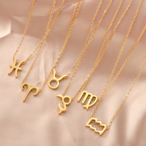 <span class=keywords><strong>2023</strong></span> superventas 12 signos del zodiaco colgante collar 18K chapado en oro de acero inoxidable encanto para mujer - Product Image 2