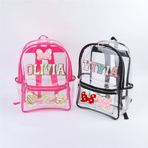 Keyかもしれホットセール学校に戻るパーソナライズされたChenilleレターパッチ学生ブックバッグ透明防水PVC子供用クリアバックパック - Product Image 1