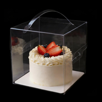 Boîte à gâteau transparente personnalisée en matériaux recyclés écologiques, boîtes en plastique transparentes carrées avec poignée pour pâtisserie, sandwich, gelée