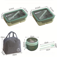 Boîte à lunch en plastique de 850 ml, compatible micro-ondes, et tasse à soupe de 600 ml avec sac, ensemble de pique-nique de voyage