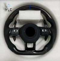 Volant en cuir semi-perforé en carbone forgé pour Volkswagen VW Golf 7R 5 6 7 8 R Jetta Mk6 Mk7 GTI Polo Passat CC