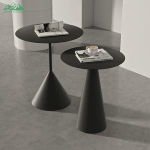 Wayon 现代白色金属咖啡桌 2 件套，带锥形腿，圆形玻璃桌面，适合客厅家庭办公室装饰 - Product Image 2