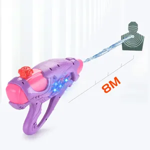 Pistola de pulverización de agua eléctrica para niños y niñas, juguetes de Super baño con luces, pistola de agua de plástico para juego al aire libre, color rosa y morado, Verano