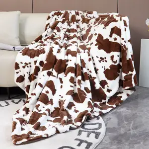 Koe Print Gooi Deken Mode Hart Patroon Konijn Shaggy Fuzzy Bont Dikke Zachte Warme Dekens Voor Bed Sofa Cover Kids volwassenen