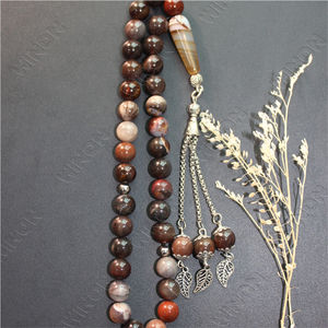 Pietra di legno naturale un grado, di alta qualità Tasbih Muslim perle di preghiera 100% vera pietra naturale <span class=keywords><strong>rosario</strong></span> Misbaha regalo gioielli islam - Product Image 4