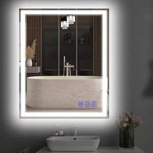 Miroir de salle de bain intelligent avec éclairage LED, cadre en aluminium rectangulaire moderne, anti-buée, conforme aux normes américaines ETL IP44, rétroéclairage tactile - Product Image 1