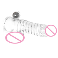 Manchon de pénis réutilisable en TPE, extensible et élastique, pour l'agrandissement du pénis, avec vibrations puissantes, jouet sexuel masculin
