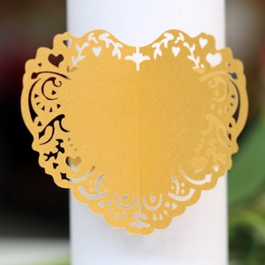 Cuore di Carta Tagliata Al Laser Anello di Tovagliolo di Tabella della Festa Nuziale Decorazioni di Carta - Product Image 3