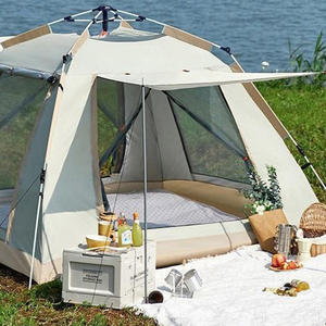 Tente familiale hexagonale portable et pliable Entai, en polyester imperméable, pour le camping en plein air, la plage, le glamping, ouverture automatique rapide - Product Image 3