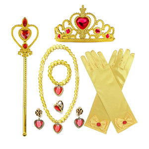 Accesorios de Princesa Azul para Niñas, Elsa, <span class=keywords><strong>Cenicienta</strong></span>, Blancanieves, <span class=keywords><strong>Aurora</strong></span>, para Disfraces, Vestidos, Lazo, Guantes, Corona, Varita, Collar, Pulsera - Product Image 2