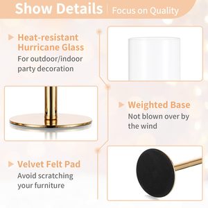 Nouveau <span class=keywords><strong>Chandelier</strong></span> Cylindrique <span class=keywords><strong>Noir</strong></span> et Or Antique pour Bougies Coniques, en Verre Hurricane, pour Mariage et Ambiance Romantique - Product Image 4