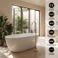 Robinet de baignoire moderne OEM sur pied avec bec cascade, eau chaude et froide, design de luxe
