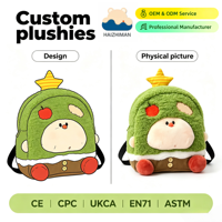 Sac à dos en peluche fait main, design jaune, vert, rose, orange, sac d'écolière moelleux pour adolescentes, OEM et ODM disponibles