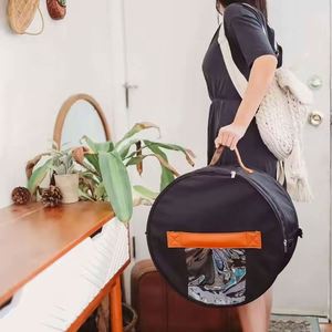 Free Sample Waterproof Pop Up Large <b>Hat</b> Travel Case Collapsible <b>Hat</b> <b>Box</b> Storage Bag Organizer with Leather Handle - Product Image 6