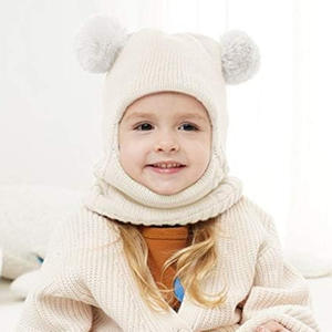 Bonnets d'hiver en tricot avec pompon pour enfants et bébés, écharpe pour le cou et <span class=keywords><strong>masque</strong></span> pour le visage - Product Image 6