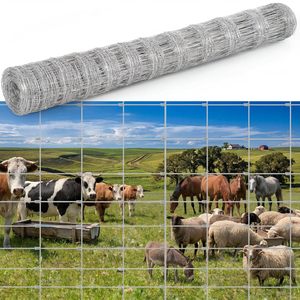 GarveeLife Cattle Fence 5Ft X 164Ft 12 Gauge Galvanized Woven <b>Wire</b> <b>Mesh</b> Hinge Knot Livestock Fencing For Cattle Goat Sheep - Product Image 1