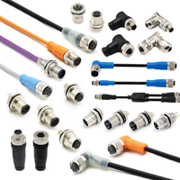 Conector Circular M12 de 3-4 Pines con Código AX, Macho y Hembra, IP67, Cable Personalizado de 1m para Maquinaria de Automatización Industrial