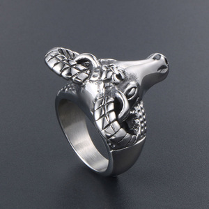 Chinese <b>Style</b> Zodiac Sheep <b>Head</b> Ring Men's Fashion Jewelry SA524 Animal Shape Gift Occasion - Product Image 3
