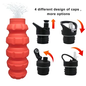 Пользовательский логотип и цвет Складная 580 мл граната форма силиконовая бутылка для воды силиконовая Спортивная бутылка для воды