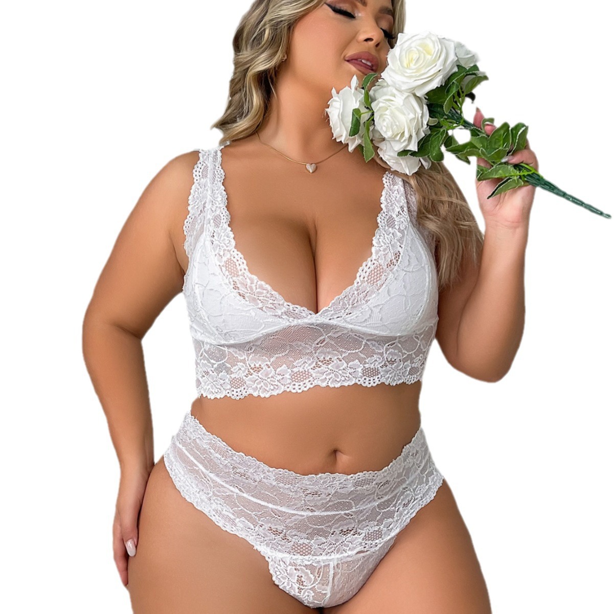 Hot Plus Size Lace Trim Two-Piece Lingerie Set Sexy Sheer Mesh Nightwear  for Women Wholesale| Alibaba.com