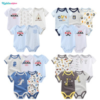 Cinq pièces bébé vêtements ensemble Triangle Harem Double face coton enveloppes nouveau-né à manches courtes combinaison barboteuses pour homme été INS