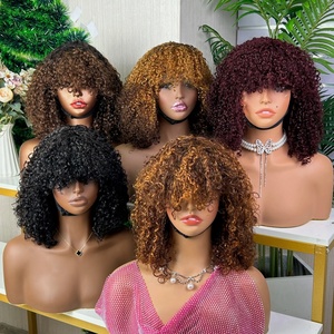 Perruque bouclée à franges en cheveux humains vierges doublement étirés, de haute qualité, best-seller, à bon prix - Product Image 1