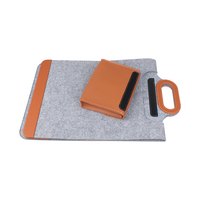Étui pour ordinateur portable en PU et feutre de qualité supérieure, sac de chargement sans fil durable avec support de refroidissement, pochette amovible et tapis de souris pour les voyages d'affaires