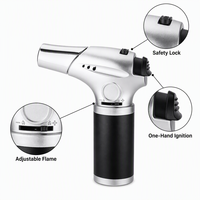 Chalumeau au gaz butane rechargeable, flamme réglable, coupe-vent, pour soudage, remplissage direct par le bas avec verrou de sécurité