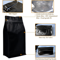 Sacs à café et à thé imprimés sur mesure avec valve 250g 500g 1Kg Papier mat avec fermeture éclair Sacs à café Emballage alimentaire