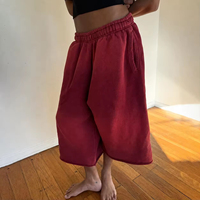 Shorts de jogging amples pour hommes, 100% coton, délavés à l'acide, avec logo personnalisé, imprimé vintage vieilli, longueur 3/4, grandes tailles