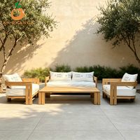 Luxuriöses Massives Teak-Gartensofa-Set UV-Beständiges Outdoor-Sofa Patio-Gartenmöbel-Set Holz-Innenhof-Villa Outdoor-Sofa-Set
