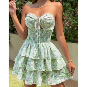 Của Phụ nữ mùa hè chống tĩnh thoáng khí dây giày ruffles buổi tối ăn mặc dây A-line Đế Chế eo cho các bên và câu lạc bộ - Product Image 4