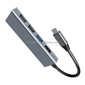 Aluminum Multi Function Type C 3.0 USB Hub With HDTV+PD Charger Docking Station For Mac IPad PC