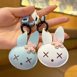 Lovely Animal Car Key Decoration Souvenir Gifts High Quality Women Handbag Charms Soft PU <b>Leather</b> Cute Cartoon Bunny <b>Keychain</b> - Product Image 1