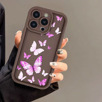 Coque de téléphone portable antichoc en TPU avec motif papillon violet et design d'objectif en échelle pour iPhone 11 12 13 14 15 16 17 18 Pro Max
