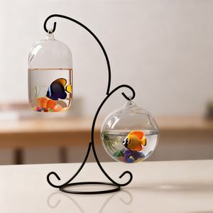 Vase à fleurs de forme moderne, vase sphérique suspendu, accessoires pour aquarium, décoration d'intérieur, aquarium suspendu en verre, bol à poissons en verre suspendu - Product Image 1
