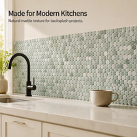 Carrelage Mosaïque Irrégulier Populaire en Marbre Vert Moyen Poli, Pierre Naturelle pour Mur et Sol de Cuisine et Salle de Bain