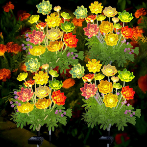 Lampe solaire de jardin en forme de fleur succulente, éclairage de chemin à interrupteur automatique pour l'aménagement paysager des jardins, chemins et cours - Product Image 5